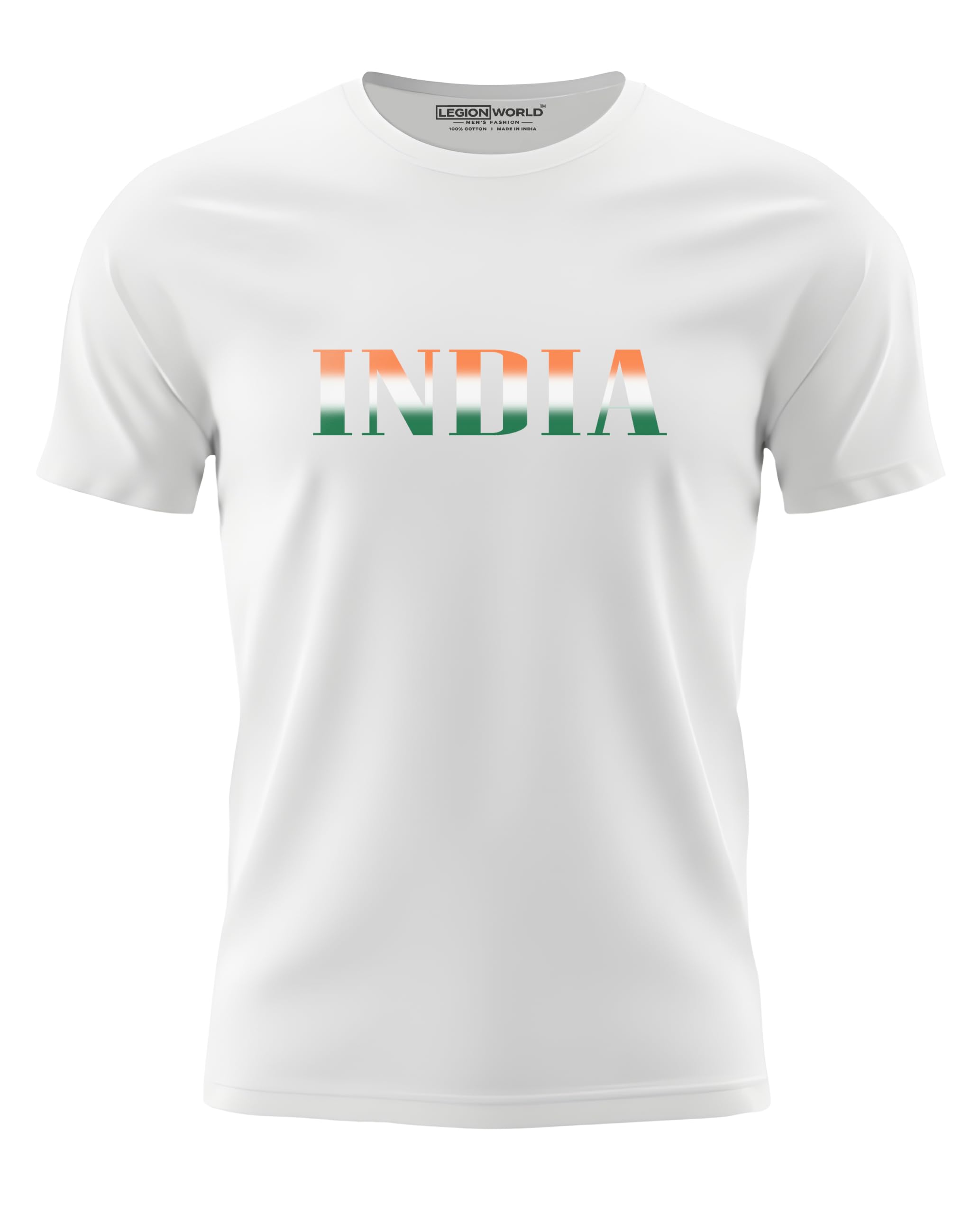 Men's India Tricolor Printed T-Shirt | 100% Pure Cotton 180 GSM | Round Neck Half Sleeve Regular Fit | Patriotic Graphic Tee for Casual-picture-53