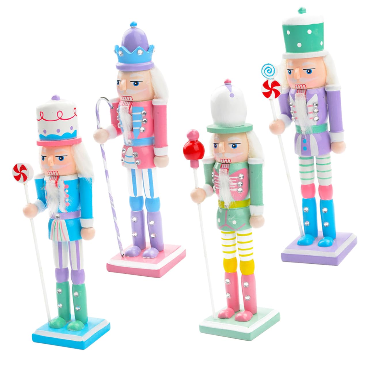 4 Sztuki Figurki Dziadka Do Orzechów Bożonarodzeniowych 18 Cm Drewniane Ozdoby Świąteczne Na Imprezę W Domu I Biurze
