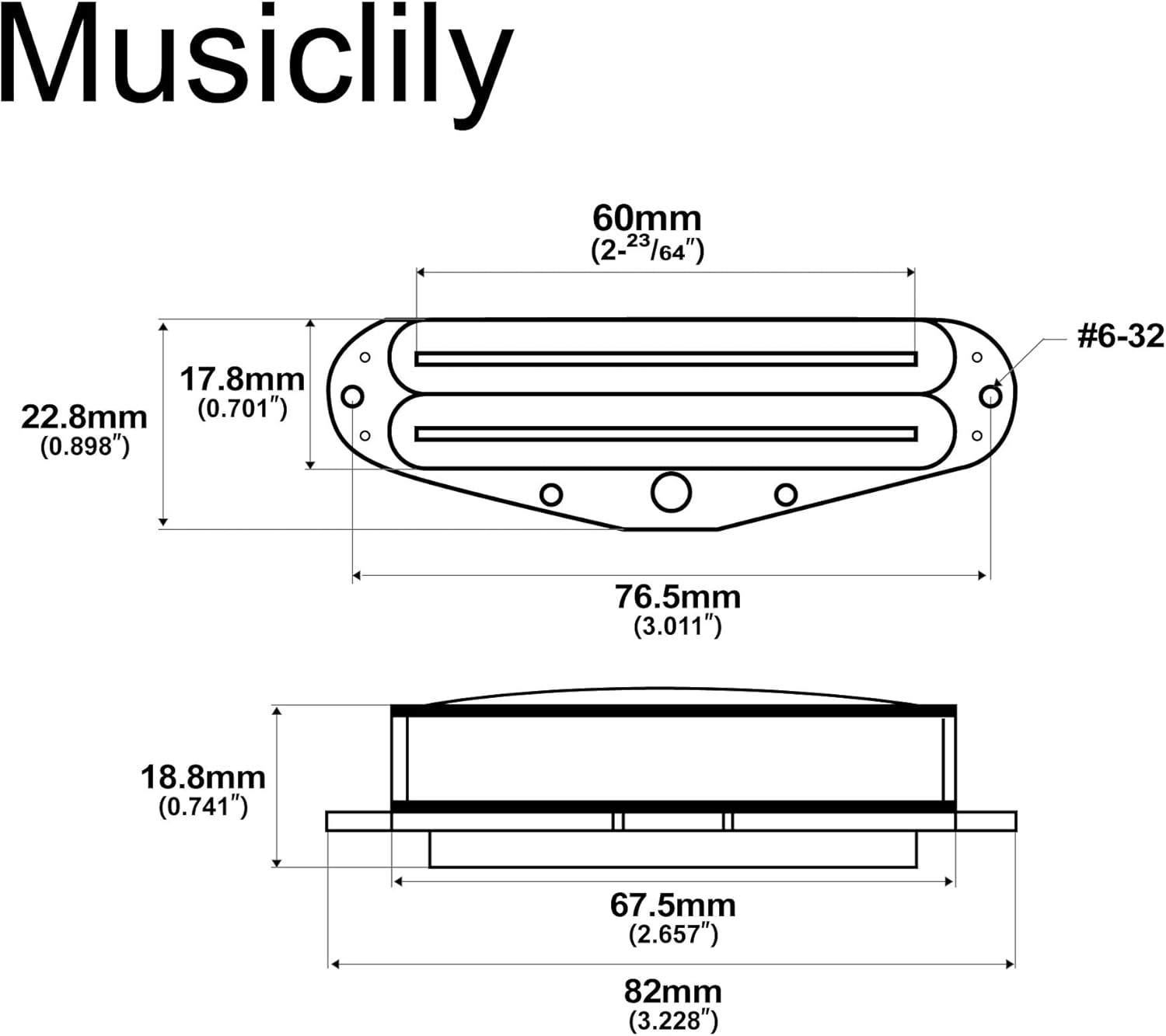 Musiclily Pro ST-DPLA Alnico 5 Dual Single Coil Sized Humbucker Pickup 6.2K for Strat Style Electric Guitar, Zebra Body Black Rail