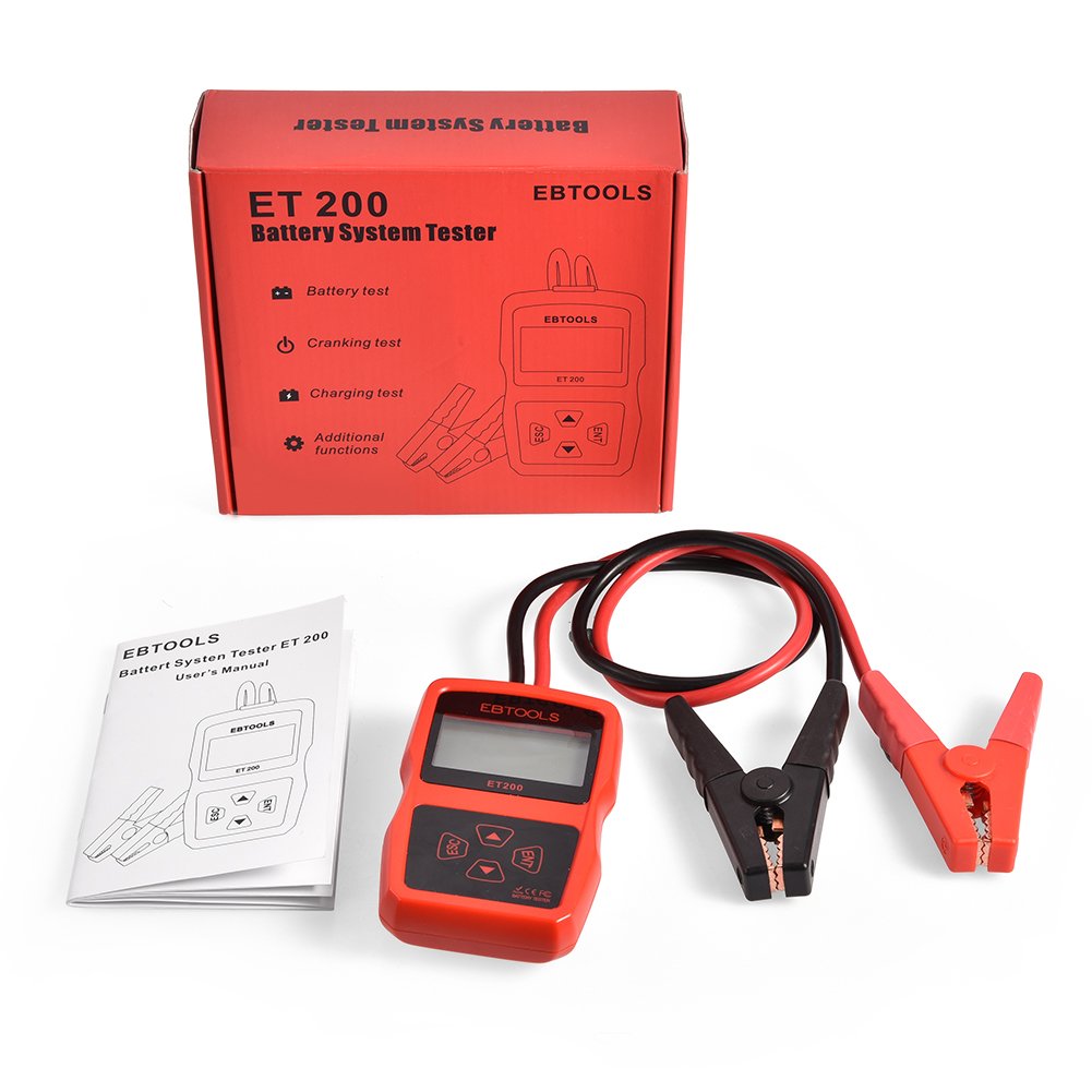 EBTOOLS Car Battery Tester 12V 1002400 CCA 220AH Battery Digital Analyzer with Cranking Test