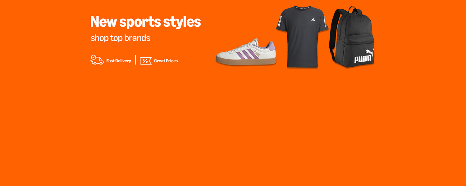 Promotional banner featuring sports products