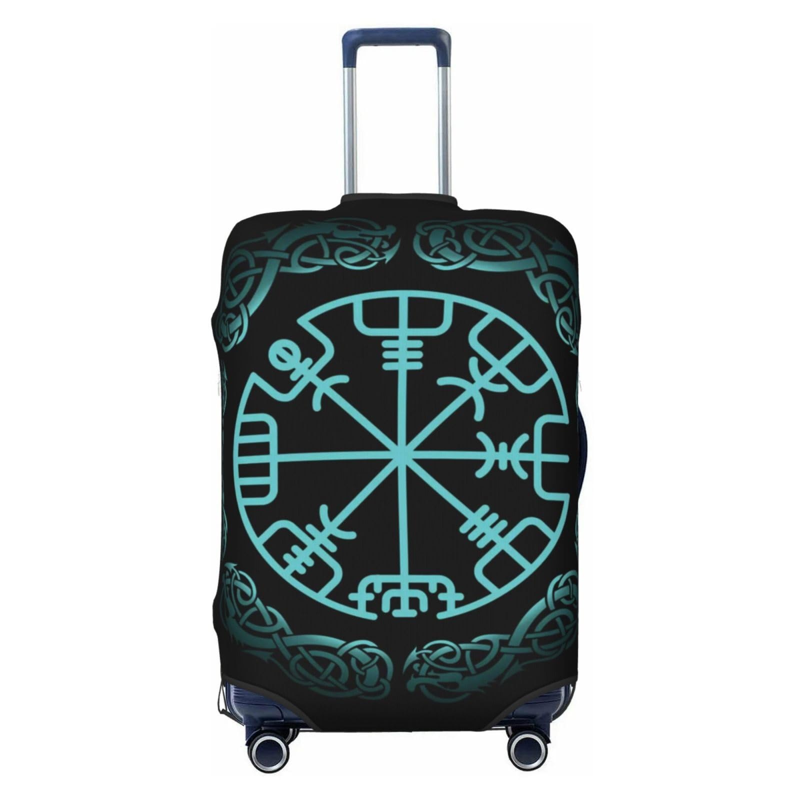 Funda de Maleta Antipolvo Estampado Vikingo Nórdico Funda de Equipaje Universal Funda Blanda-Se Adapta a Todos Tamaños Fundas de Equipaje Elásticas de Spandex Lavables(A36,L)