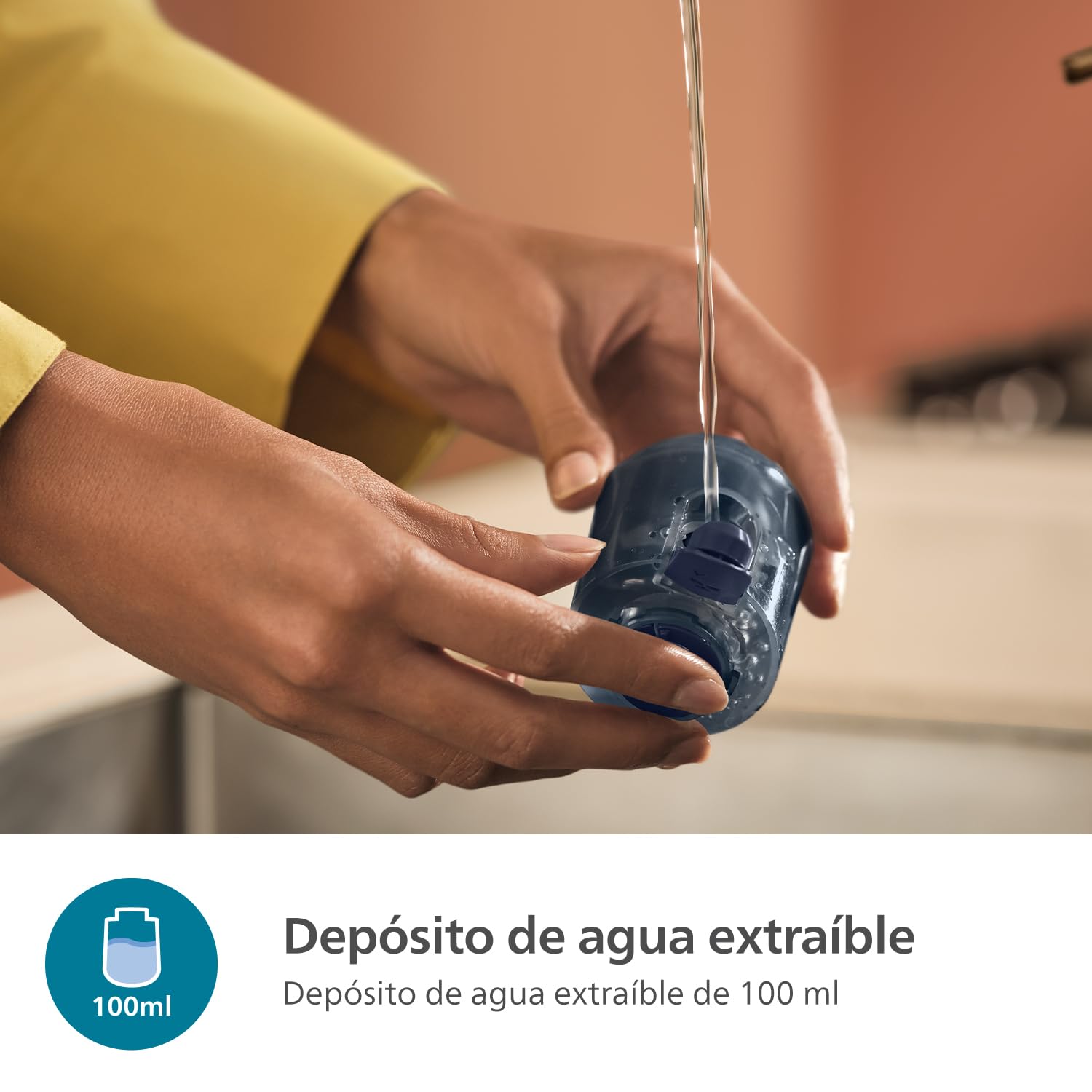 Philips Serie 7000 Vaporizador de Mano - 1500 W, 28 g/min de Vapor Continuo. Optimal Temp. Suela de Metal, Depósito Extraíble 100 ml. Funda de Viaje Incluida, Deep Azur (STH7020/20)