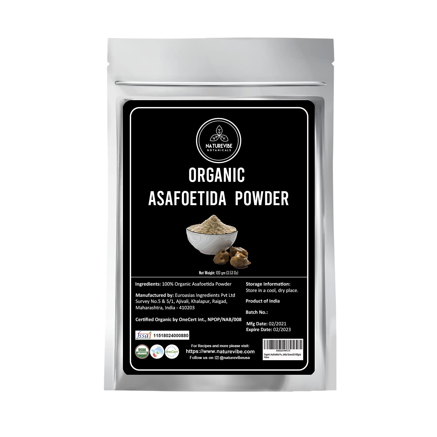 Naturevibe Botanicals Organic Asafetida Powder 100gm (Hing