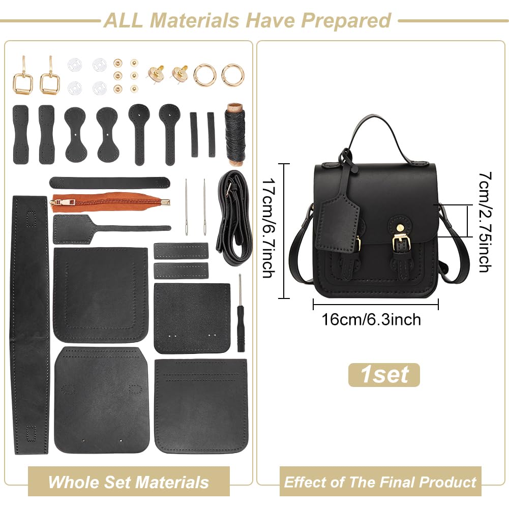 Kit Couture Sac à Bandoulière Cuir PU Bleu Clair - Sac à Main Fait Main DIY Élégant Pour Femme