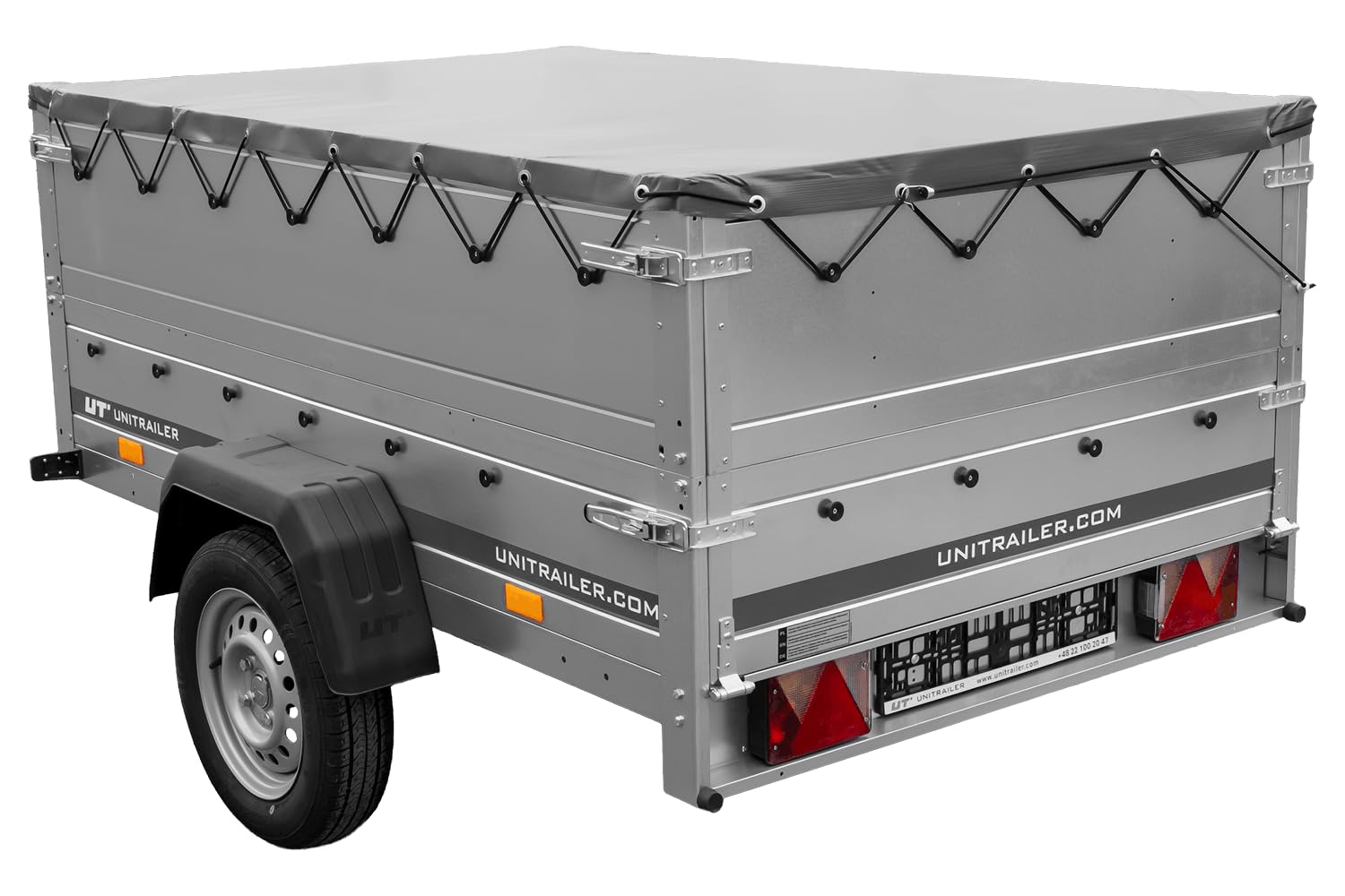 UNITRAILER Anhänger kippbar Garden Trailer 201 Kipp mit zusätzlichen Bordwänden, Stützrad und Flachplane