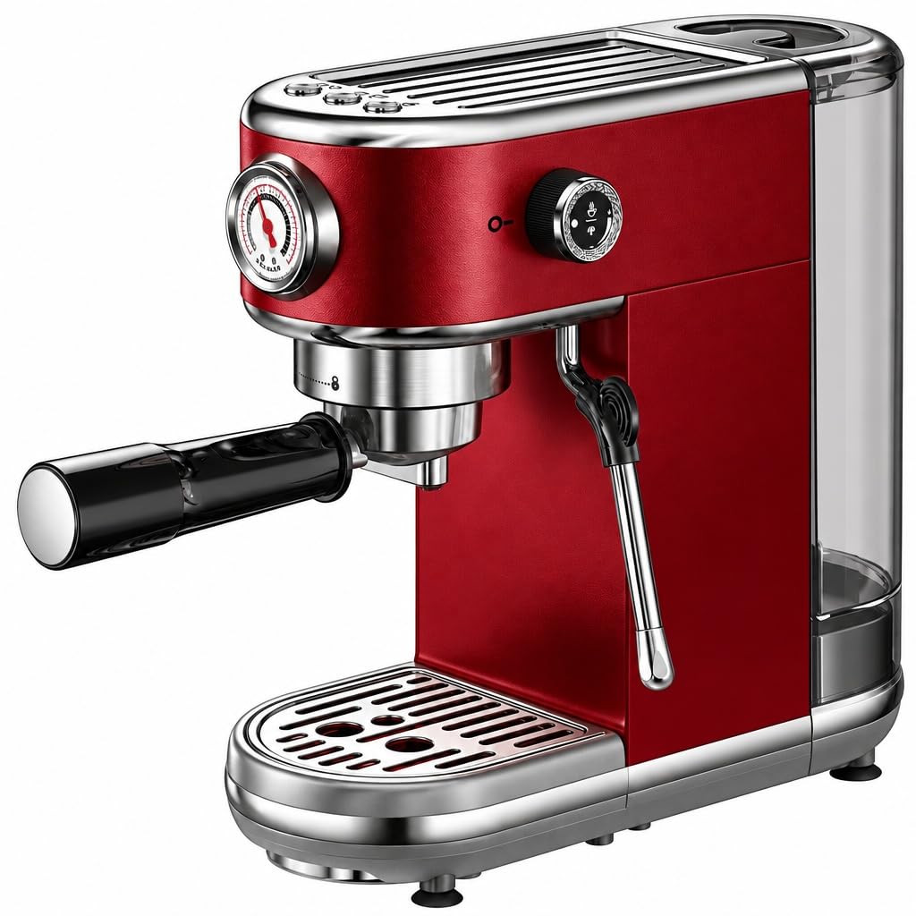 atatix Espresso Machine Dark Red