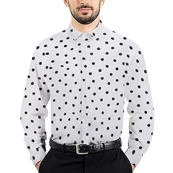 Amazon.co.jp: [ZPS] シャツ 黒と白 水玉 ドット柄 メンズ 秋服