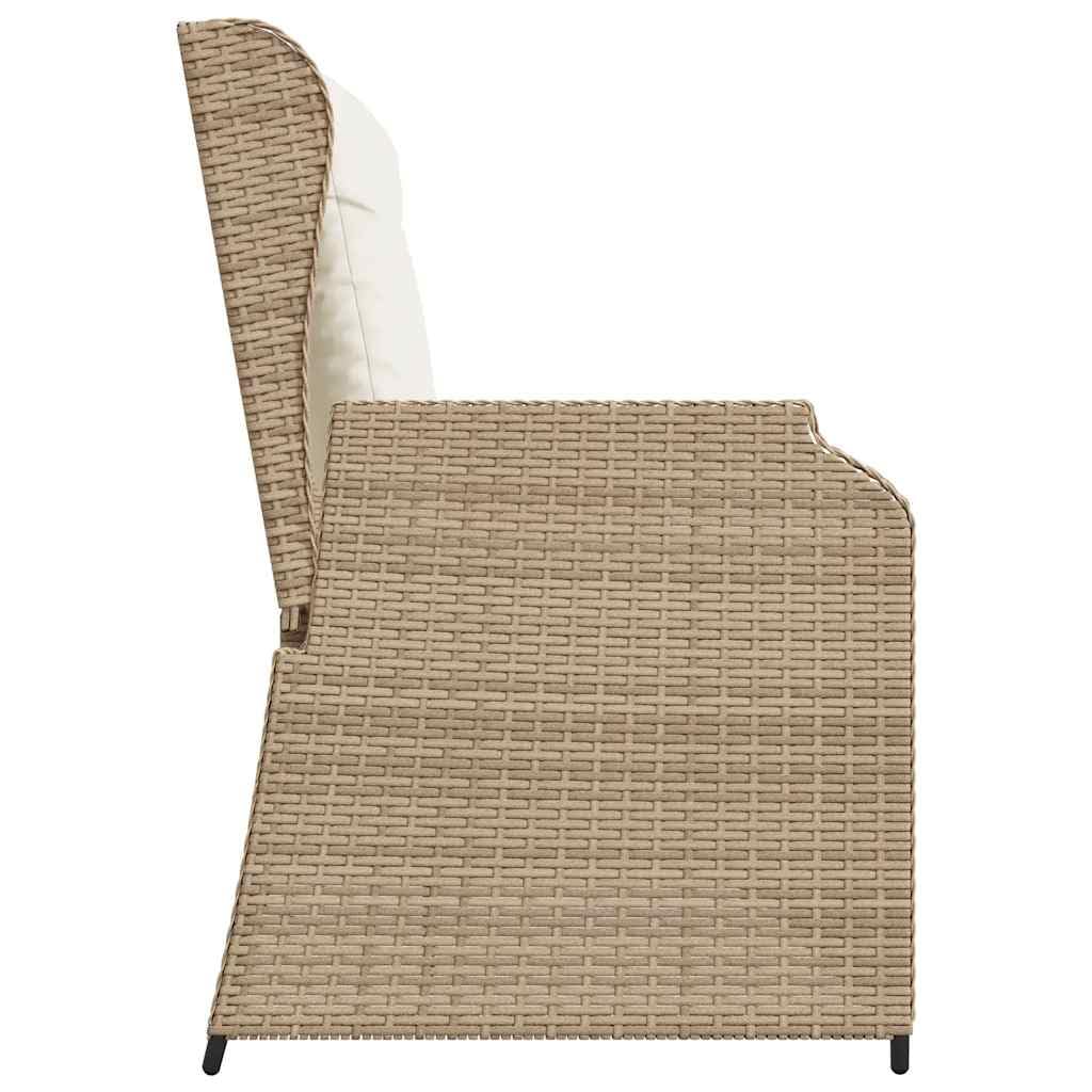 Poltrona da giardino reclinabile con cuscini imbottiti, rattan sintetico resistente alle intemperie, schienale e poggiapiedi regolabili, struttura in acciaio stabile, fodere