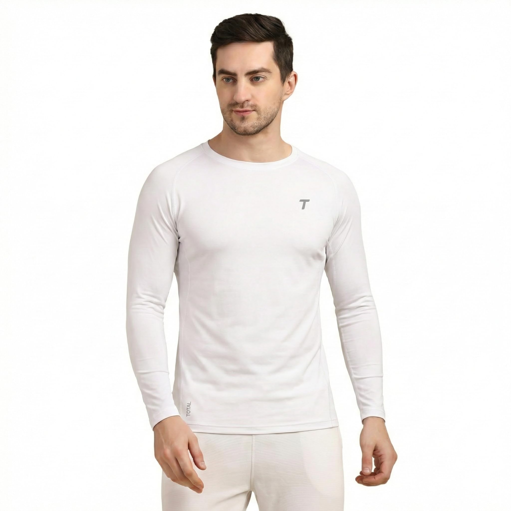 total sports & fitness Total Compression Pro 6021 Nylon Compression Inner Stretchable T- Shirt Full Sleeve Moisture‑Wicking Base Layer for Gym, Skating, Running & Training White XL-picture-27