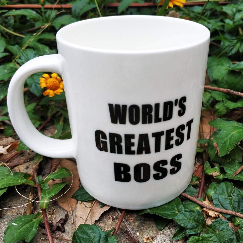 Worlds Greatest Boss. Black Text. Modern Design For The Best Boss Ever 11oz Two Tone Black Mug