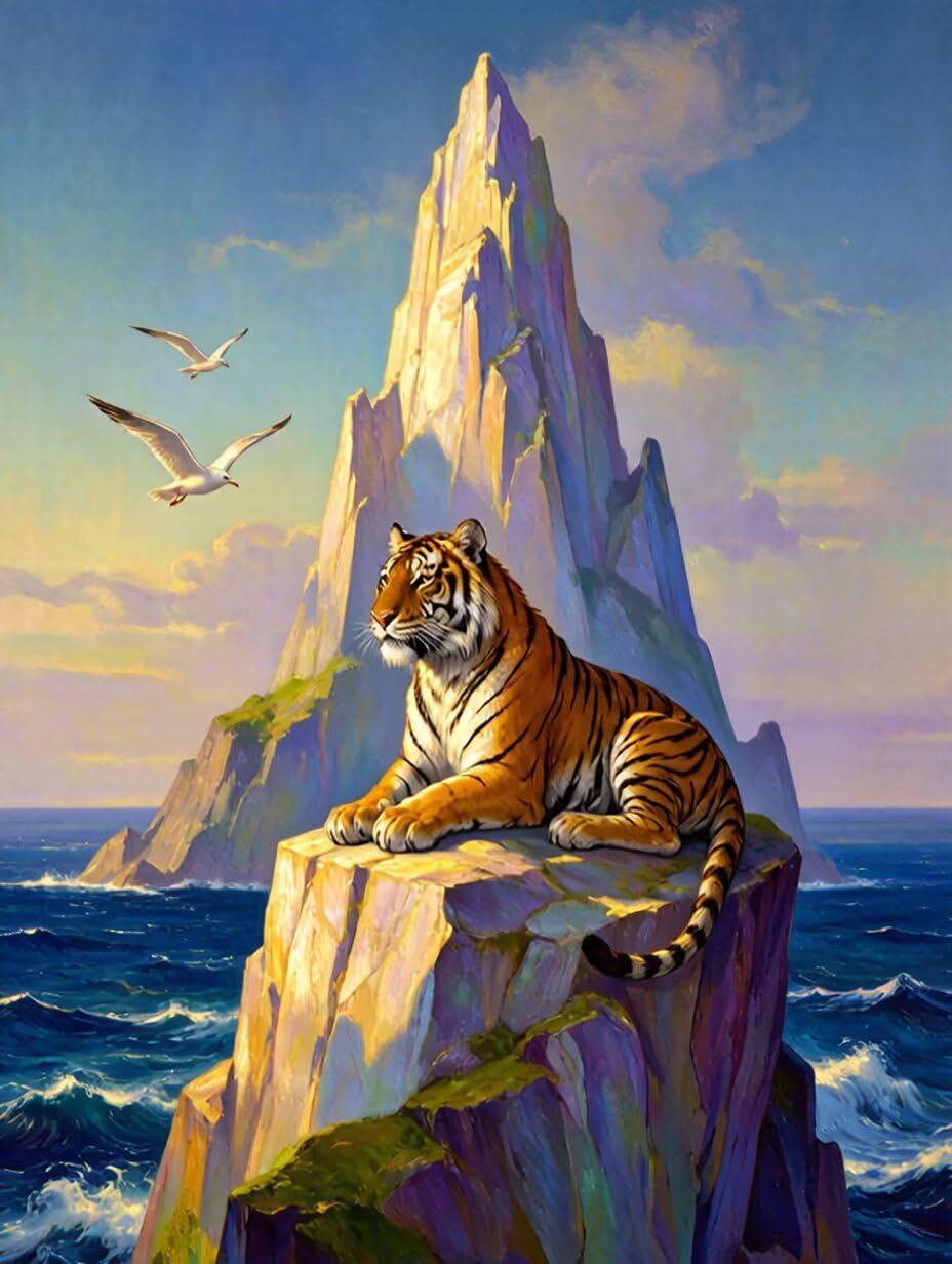5D Diamond Painting Adultos Tigre Pintura De Diamante Gaviota Manualidades Adultos DIY Dibujos Con Diamantes Cuadrado Completo Diamond Art Punto De Cruz Kit para Decoración Hogar 70x100cm T-I443V