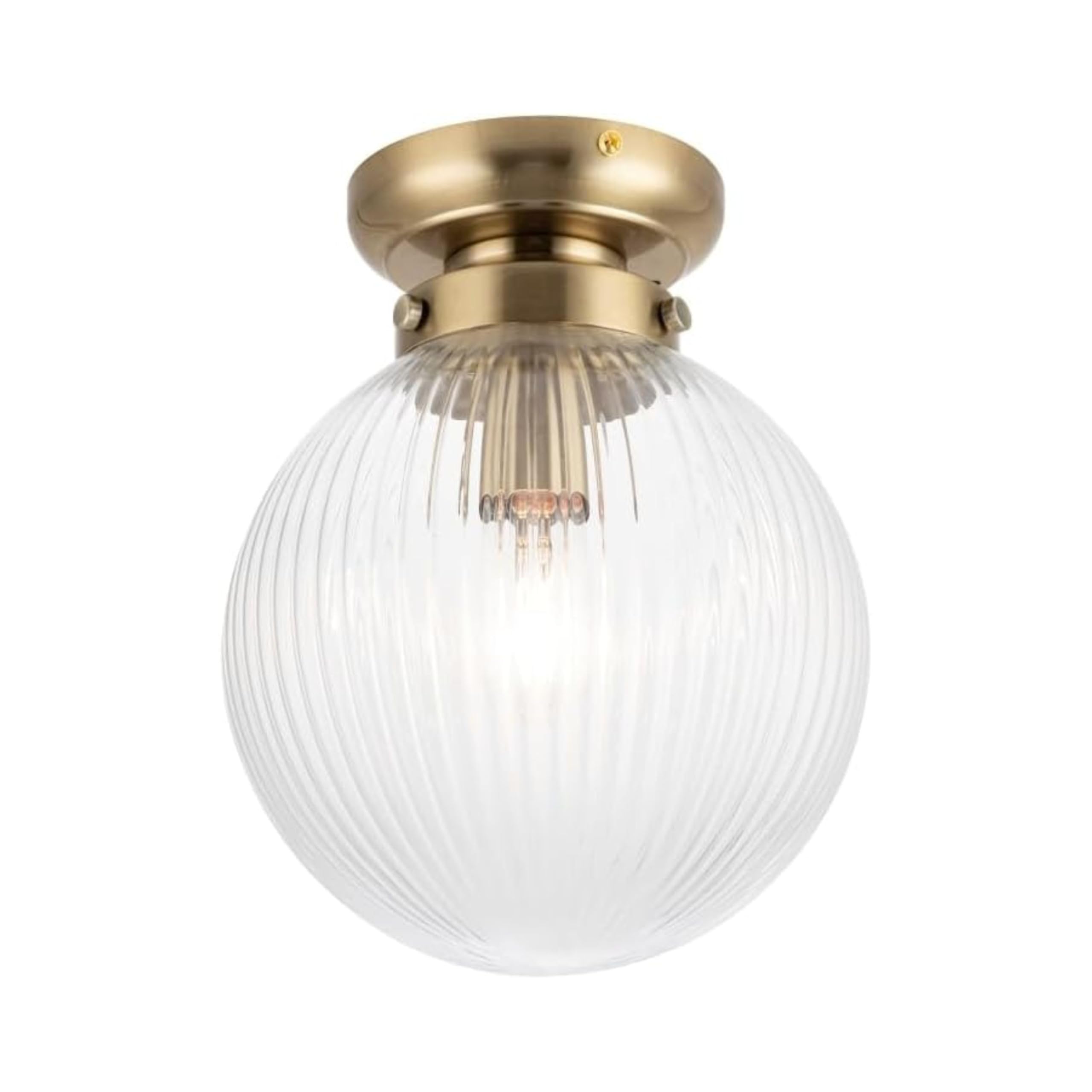 Cosylyte Light Finley Bathroom Ribbed Glass Ceiling - Antique Brass