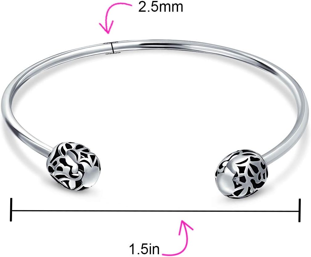 Bling Jewelry Love Message Filigree Screw Clasp Starter Charm Cuff For European Beads Bangle Bracelet For Women .925 Sterling Silver
