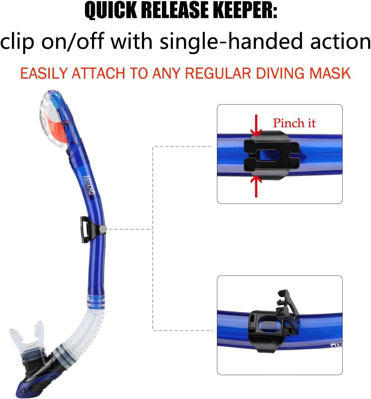 Aegend Diving Dry Snorkel for Adult & Youth - Snorkeling Gear with Top Dry Valve, Perfect for Snorkeling, Freediving, Swimming and Scuba Diving