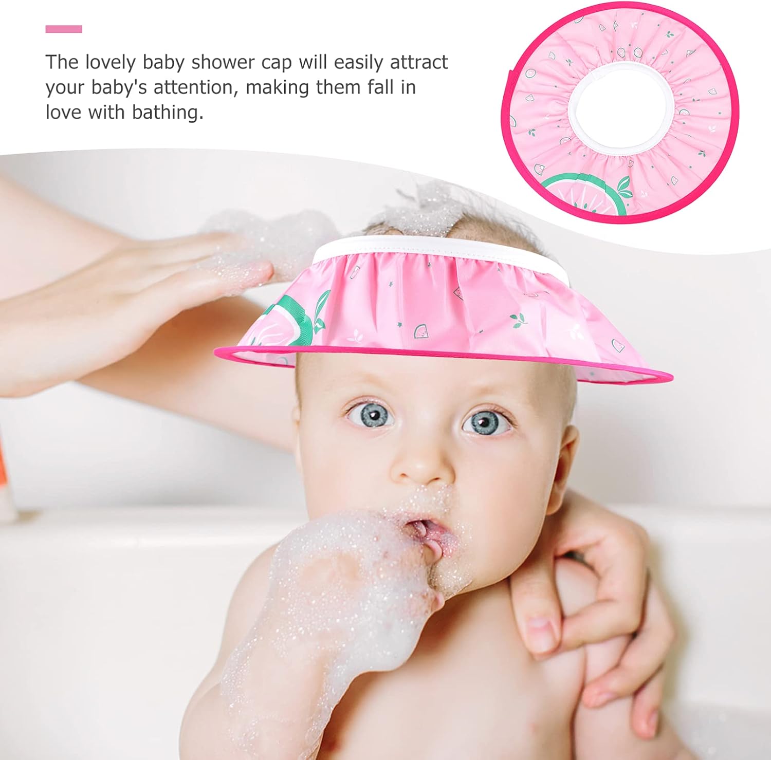 TOYANDONA Bathing Cap TPE Adjustable Kids Shower Cap Shampoo Shower Protection Safety Visor Shield Hat for Children Toddler Showering Washing Hair Pink - Image 4