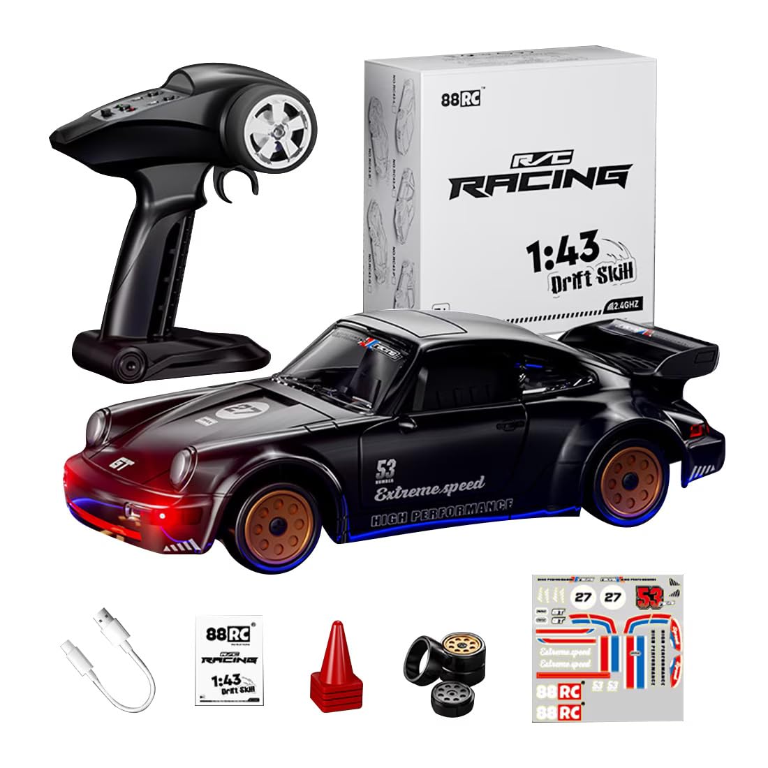 Bestie toys 911 RTR 1/43 2.4G 4WD Drift RC Car Gyro Alloy Body Shell Desktop Full Proportional Mini Race LED Light Radio Control High-Speed Motor On-Road Racing Vehicle Model Boys Gifts Toys-image-47