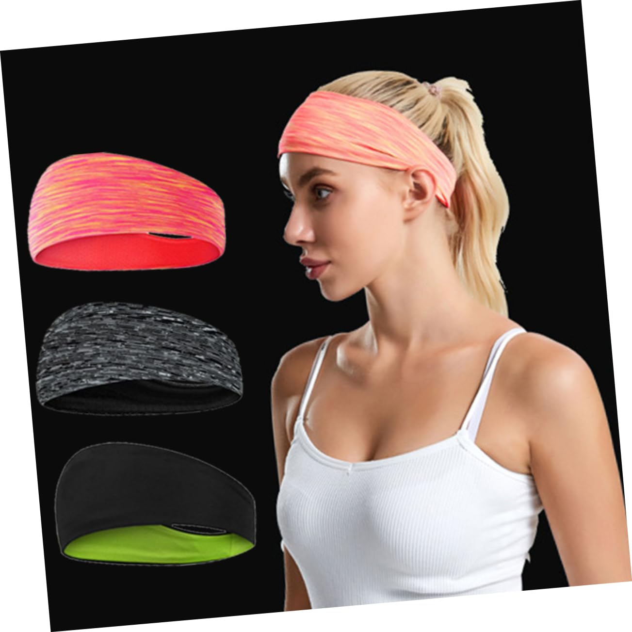 Didiseaon 9piezas Elásticas Absorbentes De Sudor Para y Gimnasio Accesorio y Running Naranja Gris