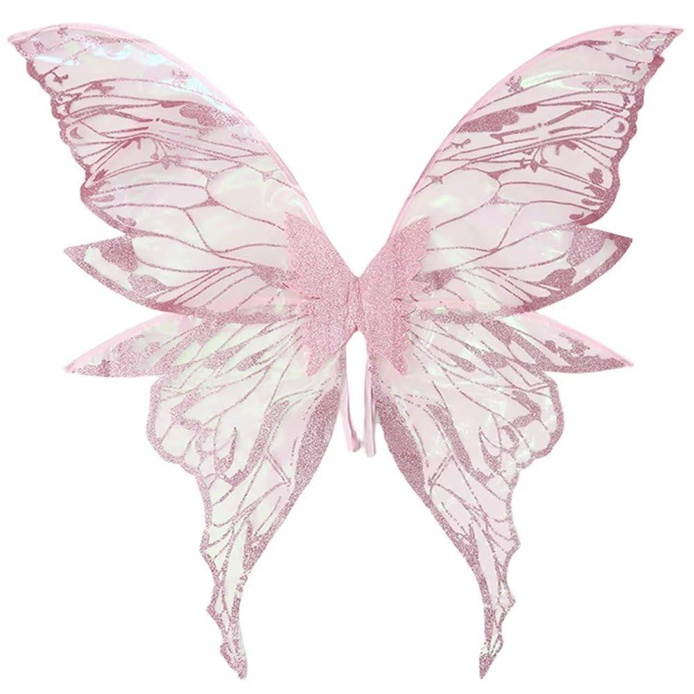 Dianzan Butterfly Wings, Large Fairy Wings Glitter Transparent Fairy Costume for Women Adults, Butterfly Wings Angel Elf Dress Up Accessories