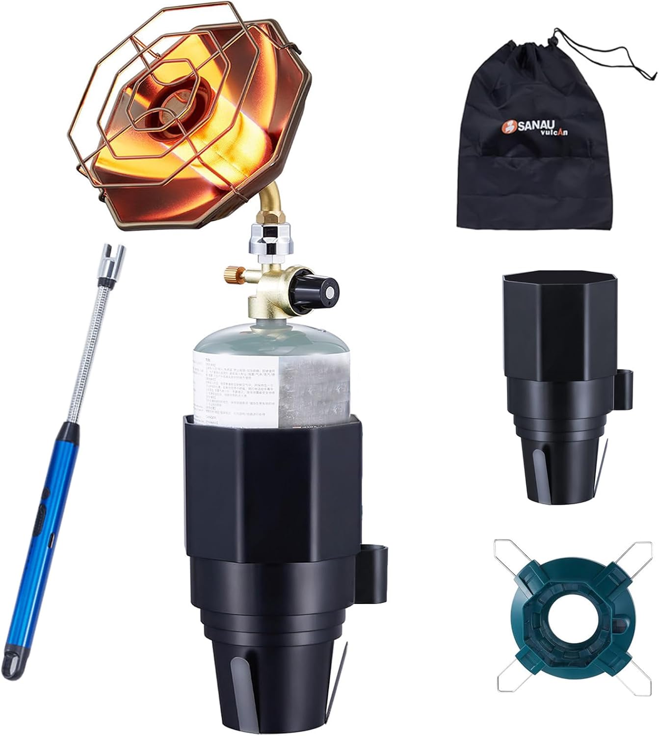 6800BTU Golf Cart Heater Propane, Propane Heater with Igniter, 2 in 1 with Golf Cart Cup Holder&Cylinder Base, for Tent,Finshing(Fuel not included)