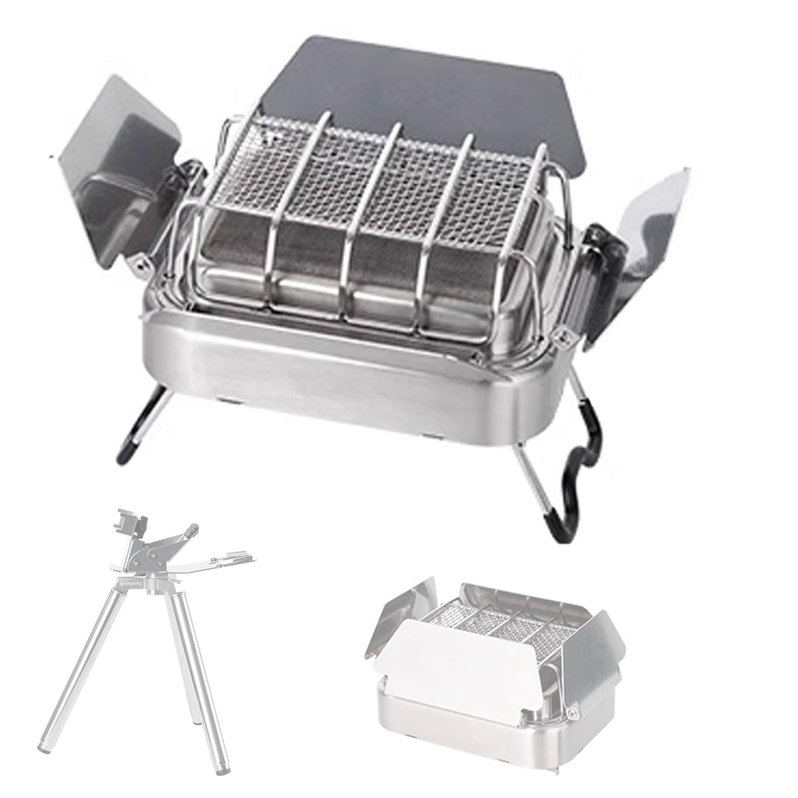 Stufa da patio per esterni, 2200 W, in acciaio inox, con angoli regolabili e supporto pieghevole, griglia rimovibile per interni ed esterni