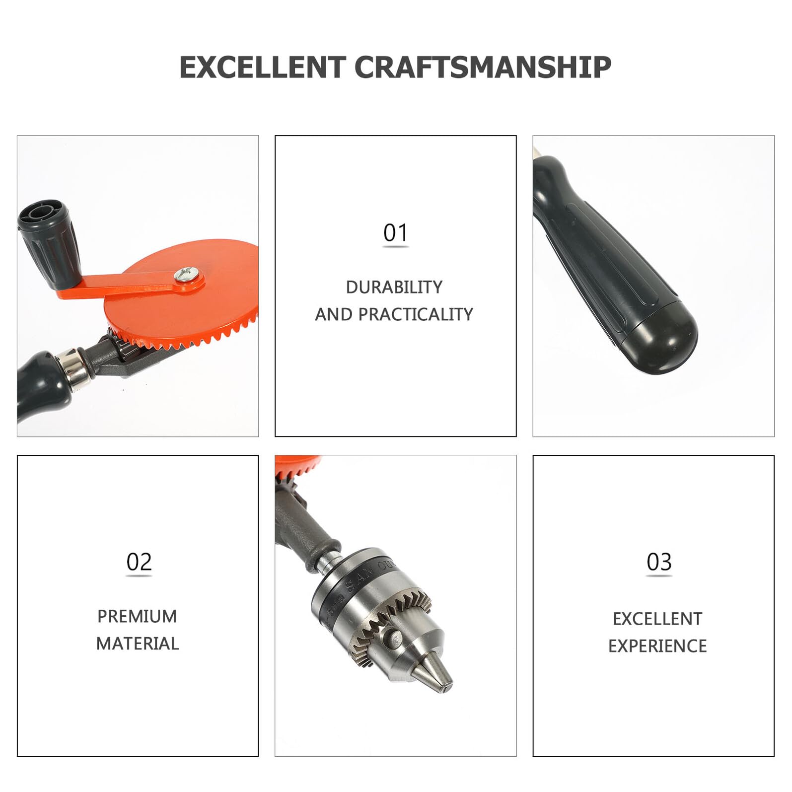 Anneome Manueller Handbohrer mit Holzbohrern Langlebiger Stahl Handkurbel bohrmaschine für Holz Kunststoff PVC Leiterplatten Präzise und Einfach zu Bedienen