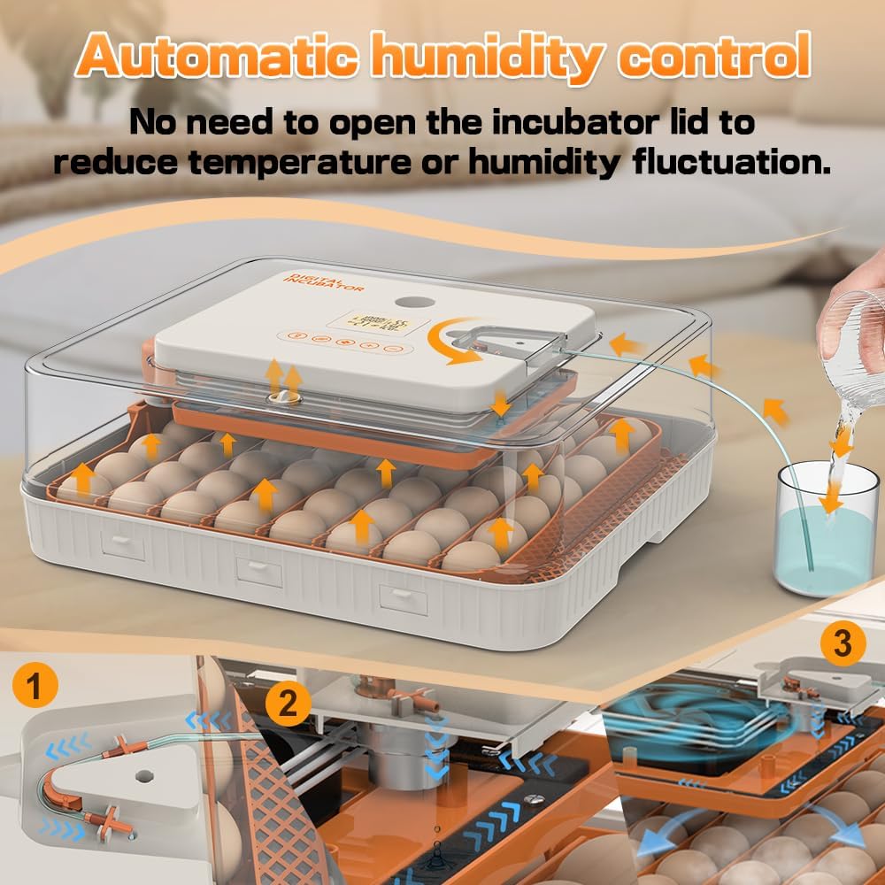 HOWOOlUA 56 Egg Incubator for Hatching Eggs with Auto Turn, Temp & Humidity Control, Built-in Candler Large Capacity Egg Incubator for Chicken Duck Goose Eggs