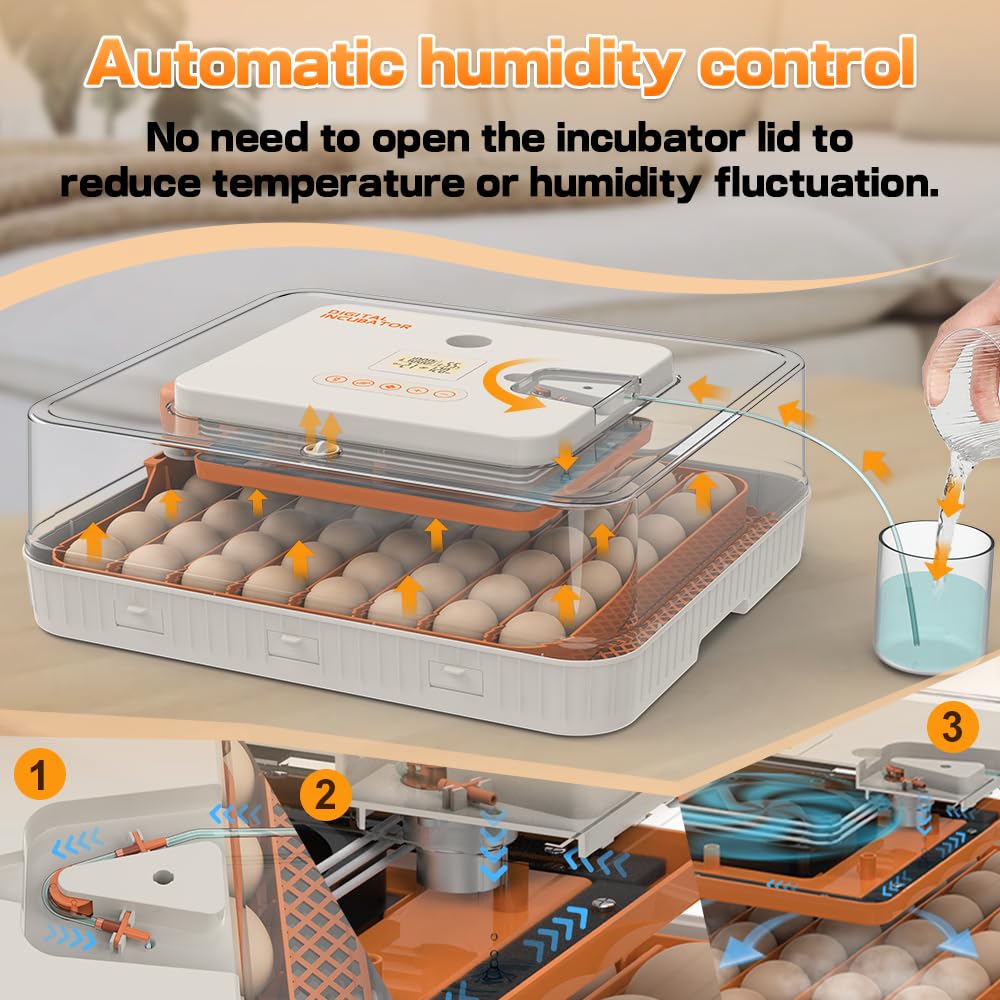 56 Incubadora de huevos – Trituradora automática de aves de corral para huevos de pollo/pato/ganso con giro automático, control de temperatura y humedad, candelabro incorporado, máquina de