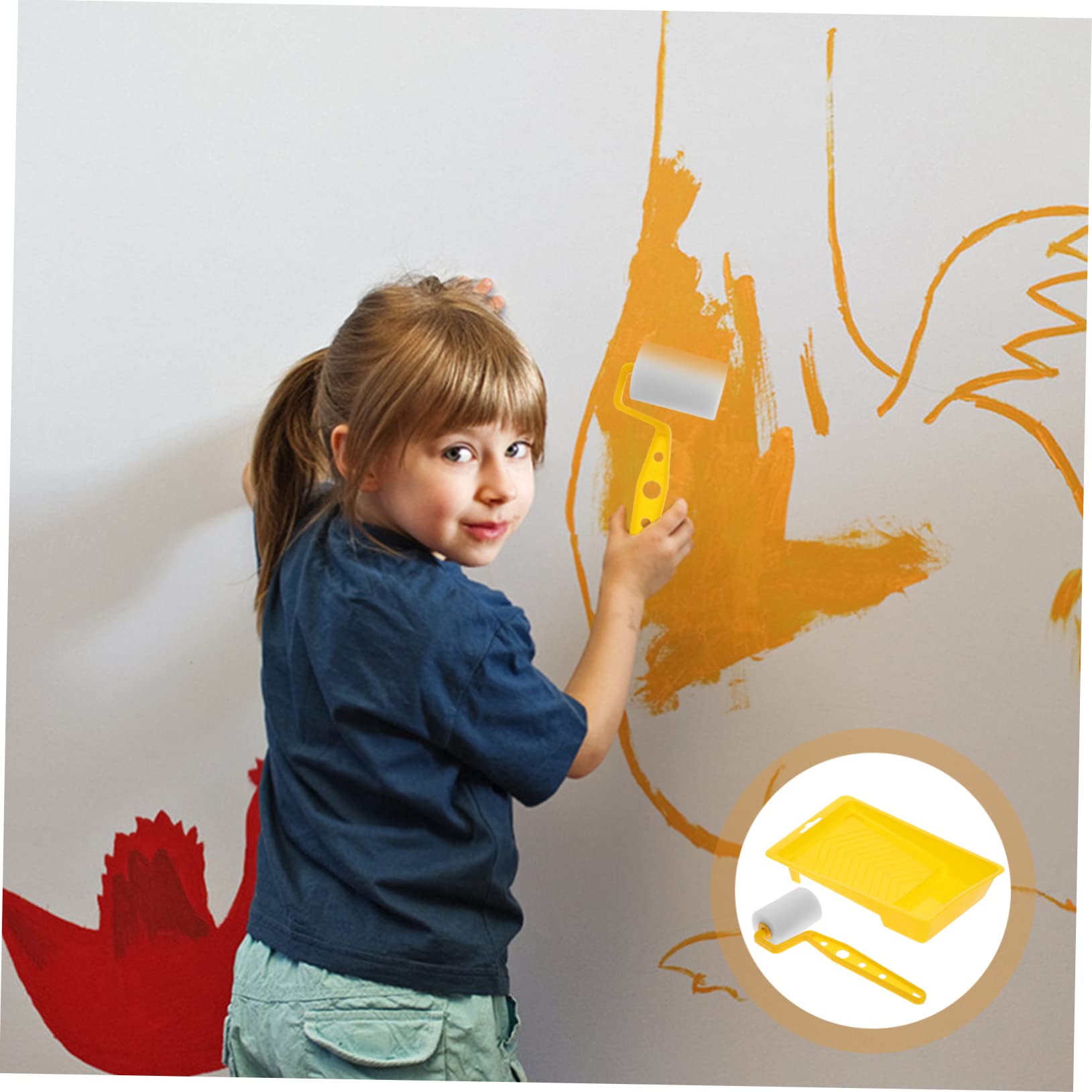 Abaodam 4juegos Rodillo De De De Paredes y Kit De Mango Para y Decoración Infantil