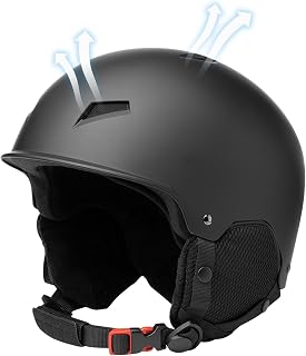 Casco de protección para snowboard, casco de protección de snowboard con absorción de golpes, ajustable, sombrero de protección portátil con clip para gafas para deportes de nieve, hombres y mujeres