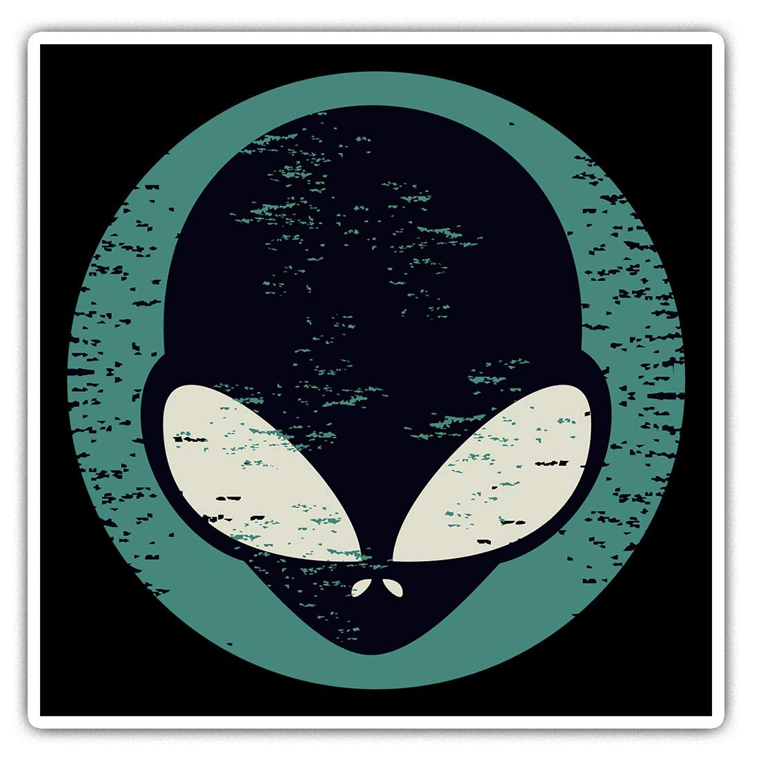 Square Stickers (Set of 2) 10cm - Black & White Alien Aliens UFO Laptop Tablet Luggage Scrapbook #5868