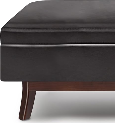 Miniatura 322 de SIMPLIHOME Owen - Bandeja rectangular moderna de mediados de siglo de 34 pulgadas de ancho, otomana pequeña para almacenamiento de mesa auxiliar, en