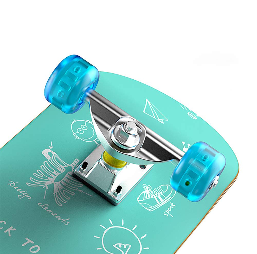 Skateboard Completo, Maple Wood Tabla de monopatín Carga 220 LB, PU Alta Velocidad Mute Rueda+ABEC-7Rodamientos 30 * 8in, para Adultos y niños,