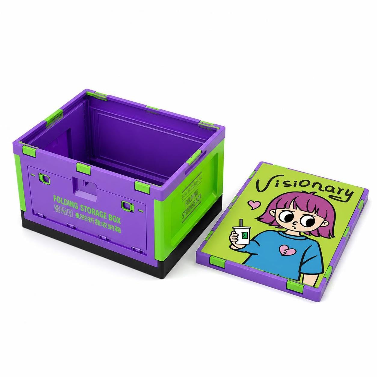 Faltbare Aufbewahrungsbox 50 l Camping, Holzdeckel, Milchkaffee