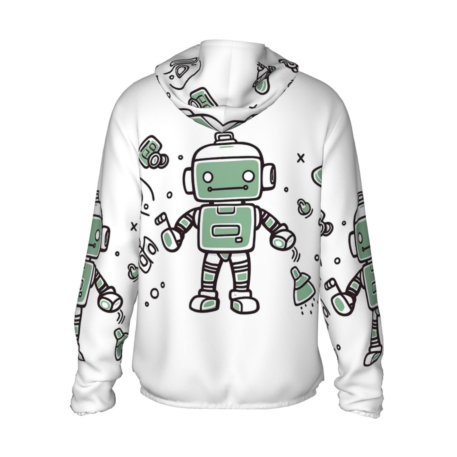 Men's Sun Protection Hoodie UPF 50+ Light Jacket Long Sleeve Sun Shirts Line Robot Rash Guard XX-Large Black