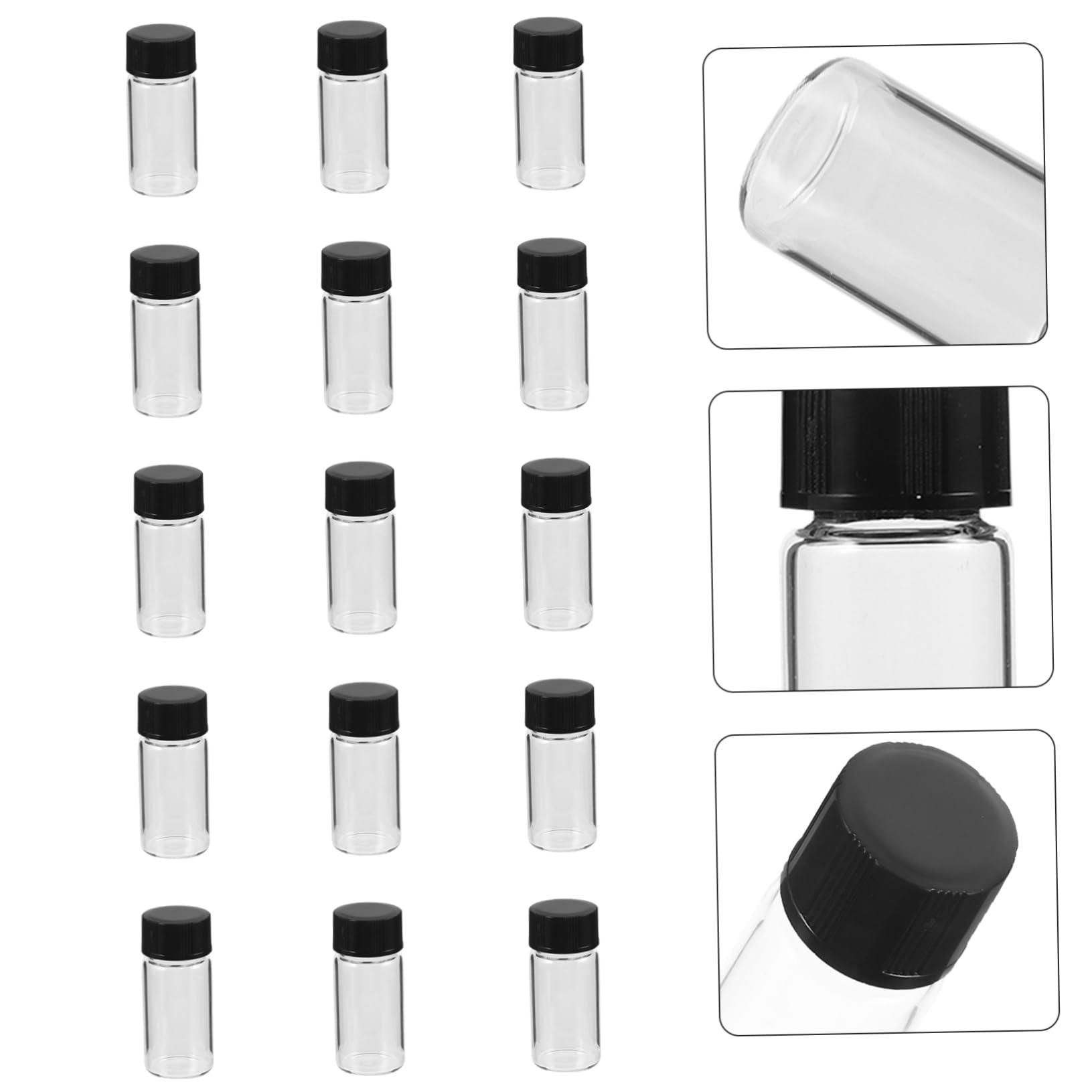 PRETYZOOM 100piezas Frasco De Vidrio Transparente Tapa Botellas De Muestra Con Rosca Material De Vidrio Para Laboratorio Para Almacenamiento De Muestras Laboratorio o Hogar
