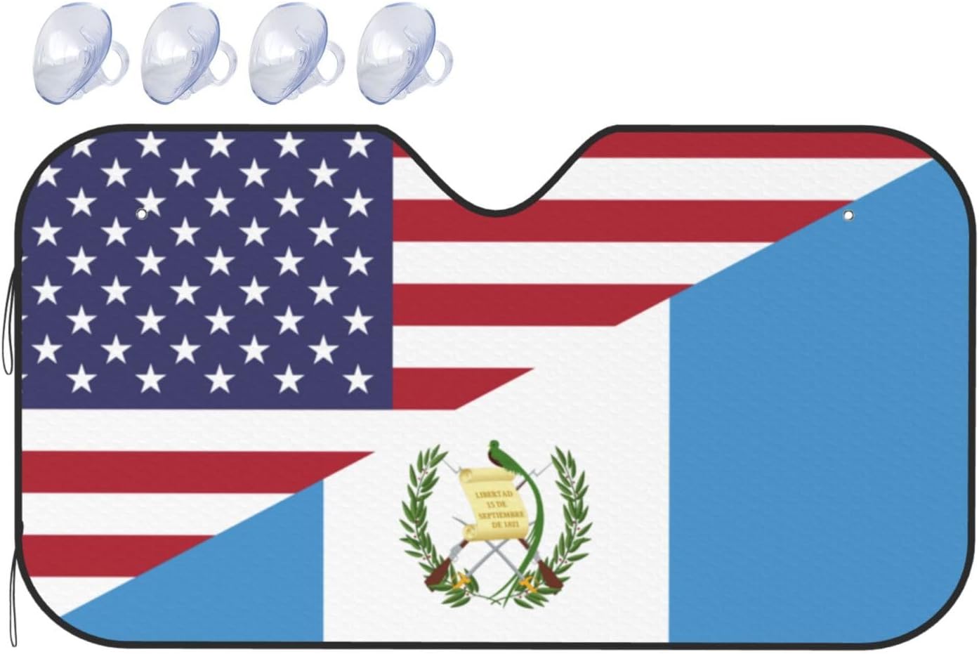 America Guatemala Friendship Flag Foldable Car Windshield Sunshade Blocks Heat and Sun Glare Uv Rays