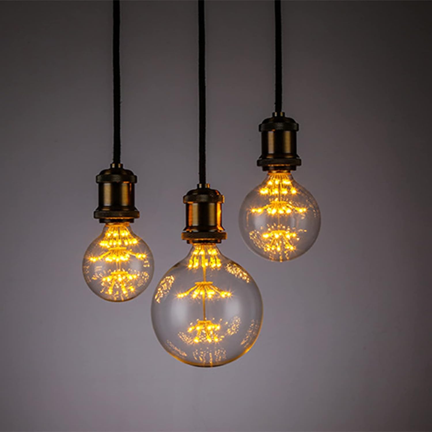 Bombilla esférica retro Edison 3 W, bombilla bajo consumo con boca rosca, bombilla decorativa LED Gypsophila, 360°; Vidrio transparente con ángulo haz, paquete 2 [Clase energética A+]