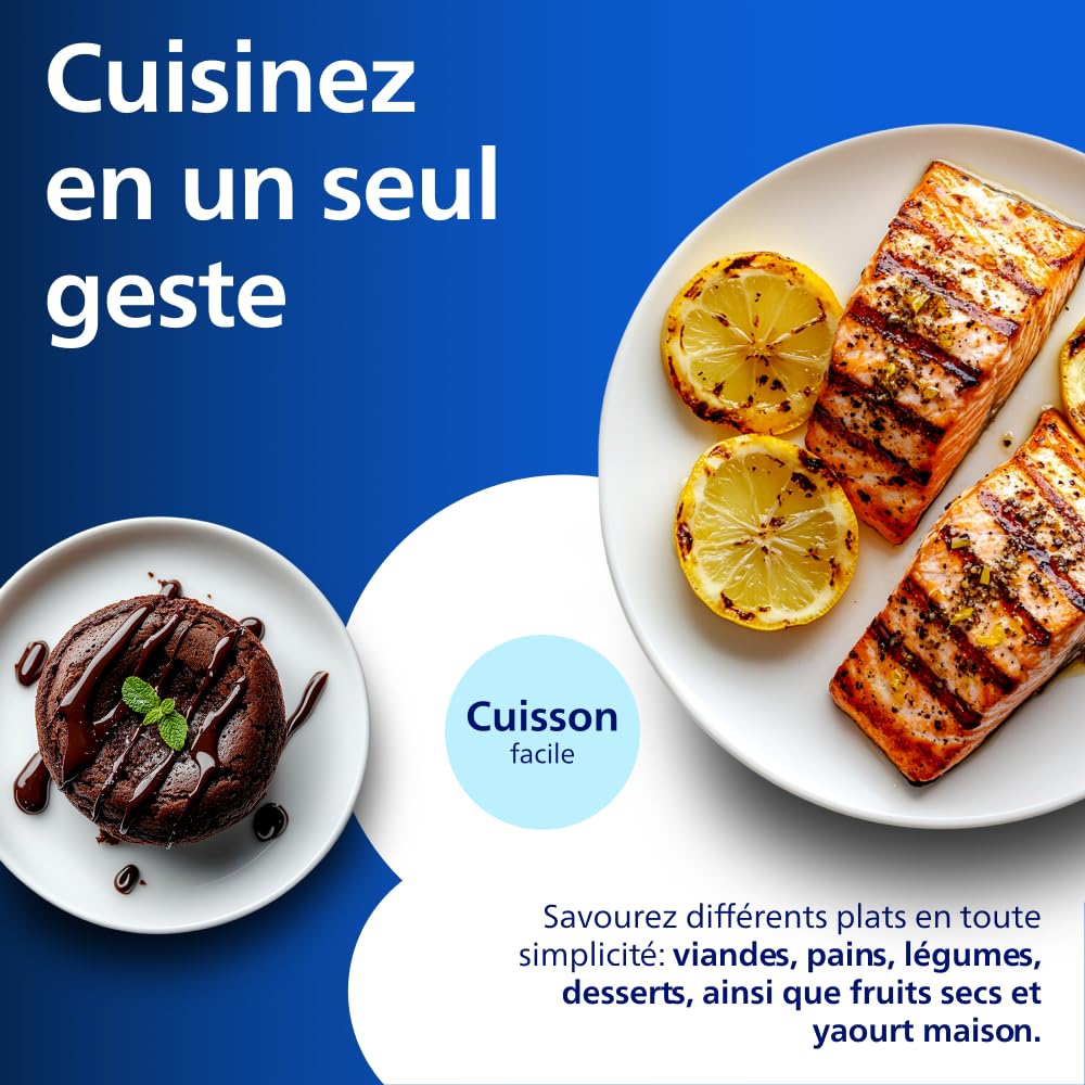 Philips Airfryer Série 5000 - Air Fryer double panier avec cuisson vapeur, 9L, RapidAir, 19 modes de cuisson, jusqu'à 90% de matières grasses en moins, AirSteam, nettoyage vapeur, HomeID (NA550/00)