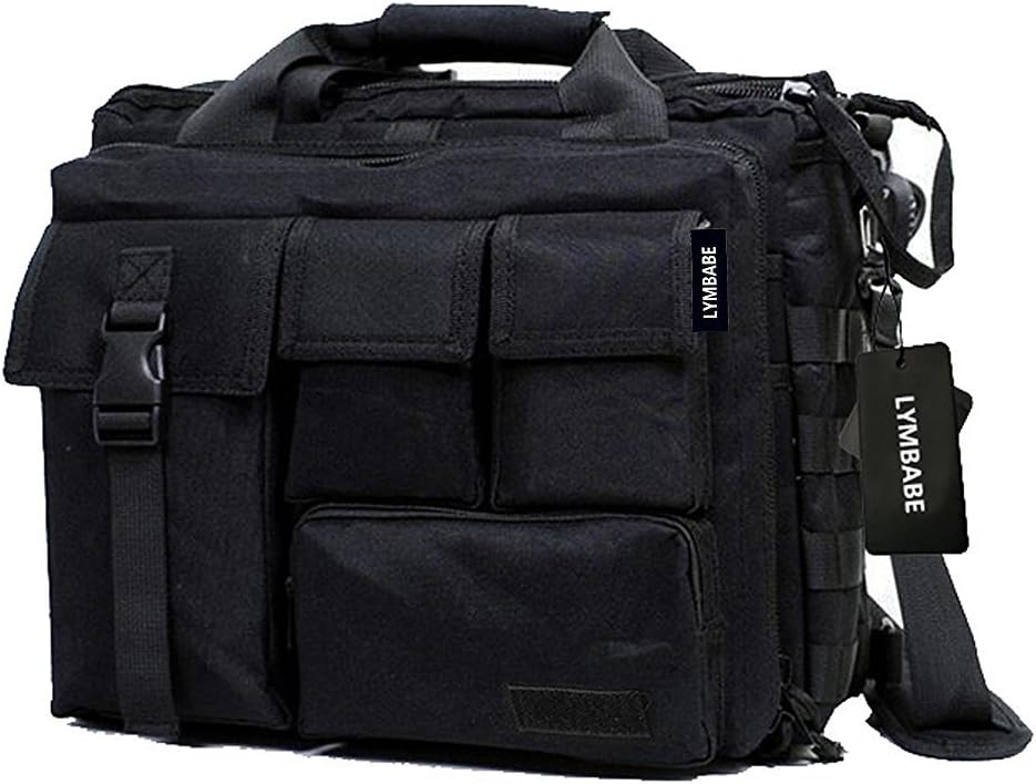 LYMBABE Briefcase with Tactical MOLLE System Men’s Nylon Military Messenger Shoulder Bag Handbag Enough for 15.6" Laptop/ Sony/ Canon/ Nikon/ iPad