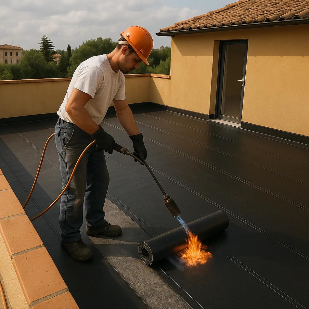 FORTUNATO Membrana Bituminosa Impermeabilizzazione CASASCIUTTA (-5°C) Tetti Terrazze Coperture Cannello Rotolo 1 x 10 m (3 Kg/m²)