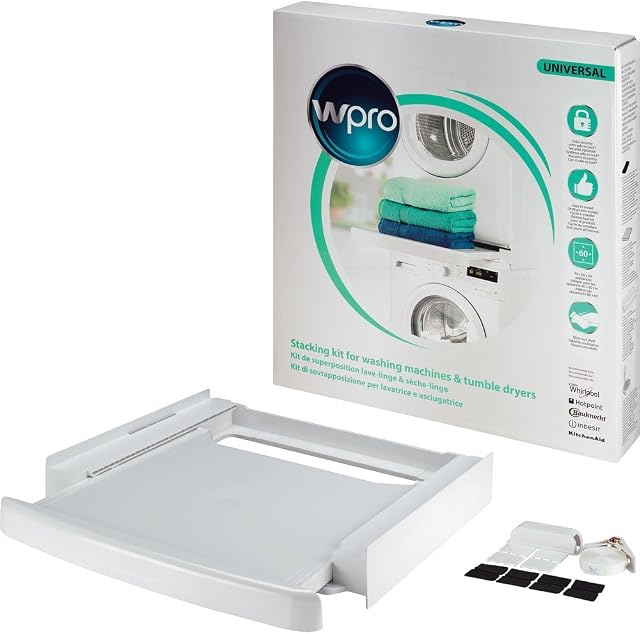 Wpro SKS101 Washing Machine Dryer Accessories/Frame with Shelf/for Connecting Installation Frame Washing Machine and Tumble Dryer (Universal for all brands. 60 x 60 cm With Shelf