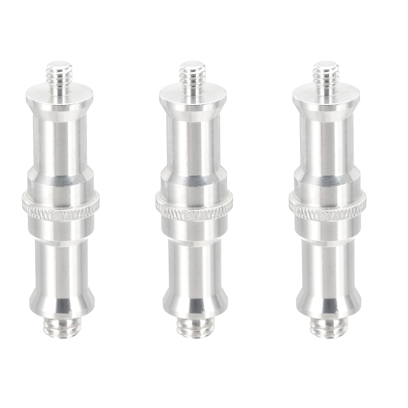 PATIKIL Konwerter śrubowy do kamery 3/8" na 1/4" męski na męski, 3-pak, adapter śrubowy do statywu, trzpień wrzecionowy do stojaka świetlnego, adapter z głowicą kulową, srebrny