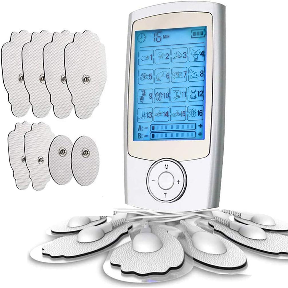 2020 Latest Upgrade Version Dual Channel Rechargeable TENS Unit Muscle Stimulator Electronic Pulse Massager with 16 Modes and 12 Pads Portable Smart Electro Pain Relief Machine