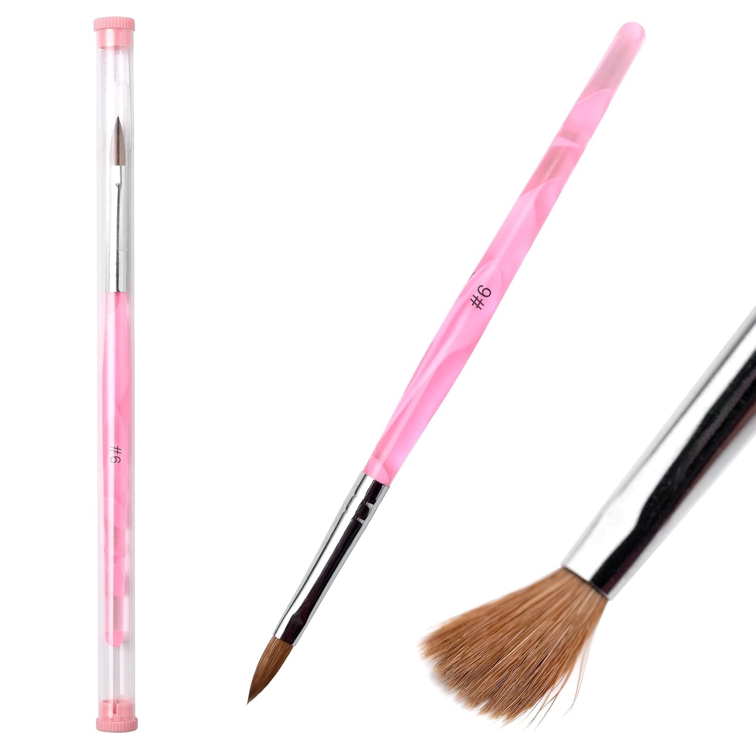 5pcs/set 2#/4#/6#/8#/10# Kolinsky Sable Brush Acrylic Nail Art Brush Nail Art Painting Brush (10Pcs size 10#)