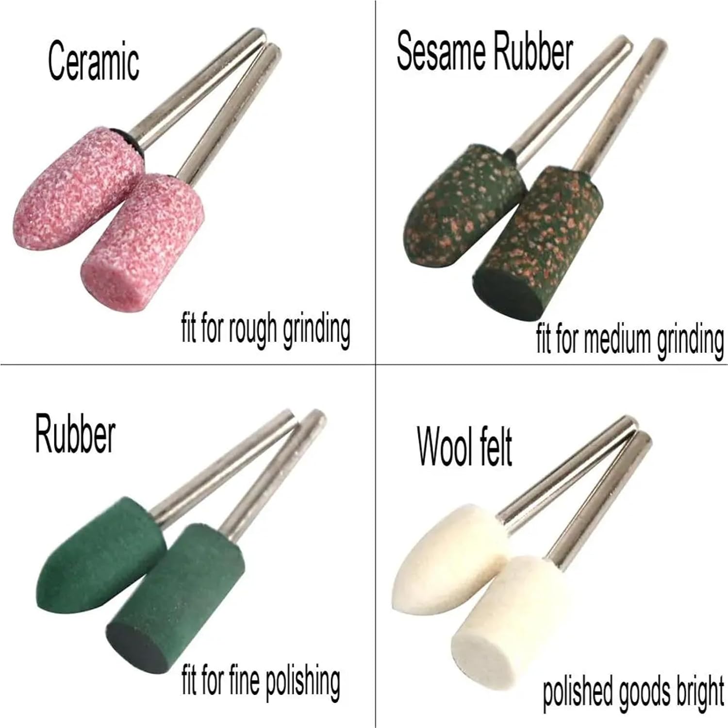 10PCS Wool Felt Ceramic Grinding Head Pointed Polishing Sesame Sponge Rubber Abrasive Wheel 3mm Shaft Mounted for Rotary Tool(Rubber,12mm 10pcs,Bullet)