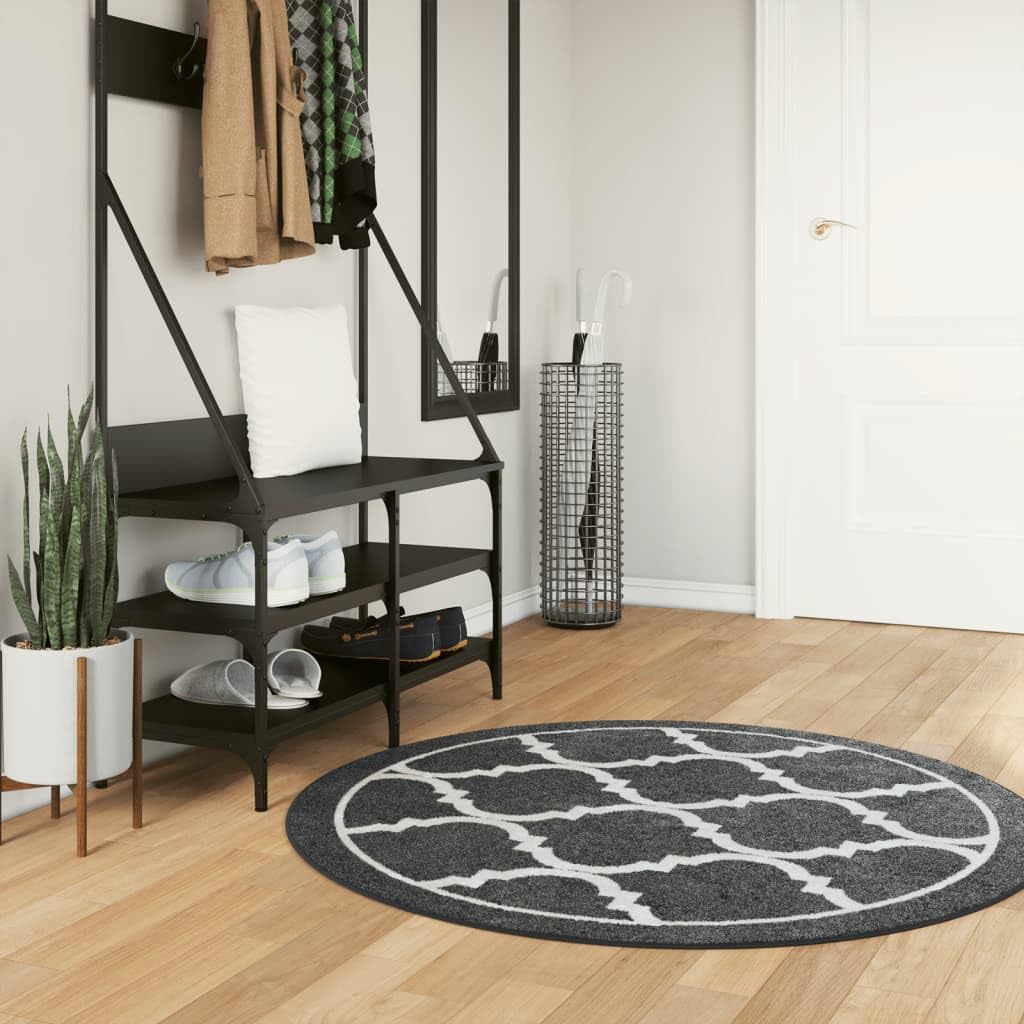 Tapis lavable noir et blanc antidérapant anti-glisse 120cm Furniture Select