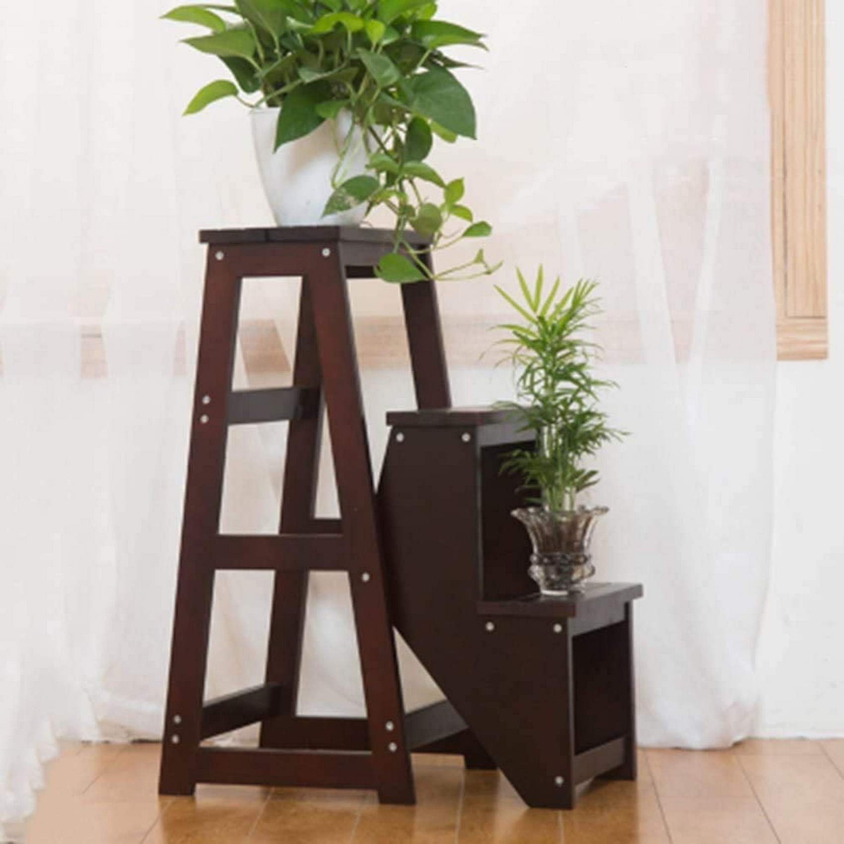 Tabouret escabeau pliant multifonctionnel en bois massif pour hauteur de placard