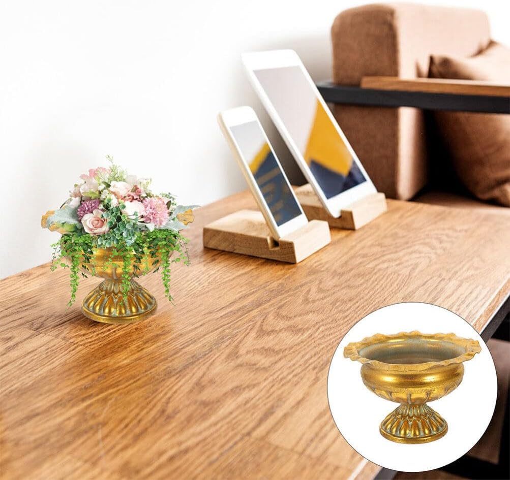 ABOOFAN Gold Metal Urn Planter 6.10In Vintage Roman Flower Pot Indoor Table Vase Elegant Wedding Centerpiece Decorative Flower Holder