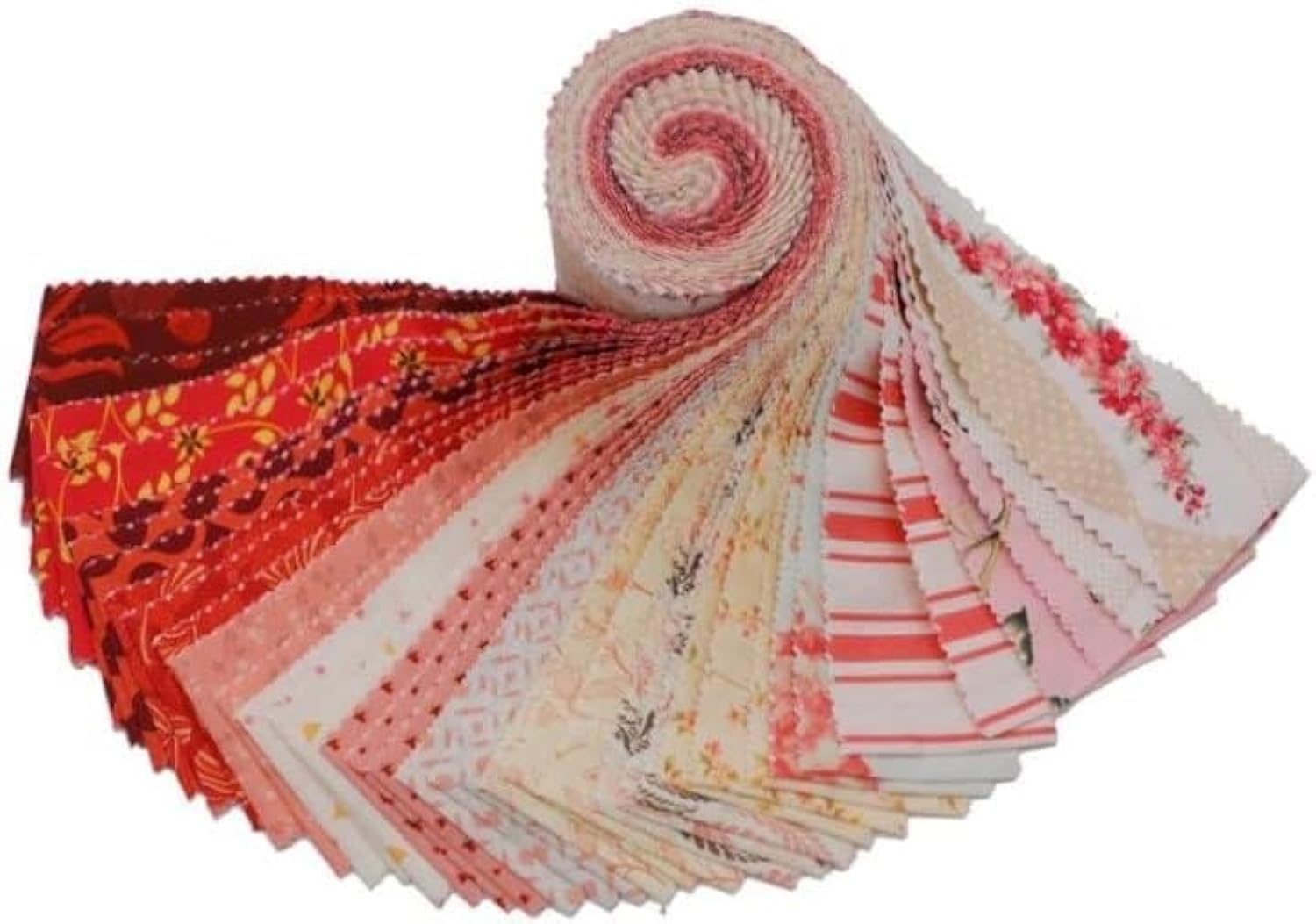 Craftsfabrics Red 2.5'' X 44'' 20Pcs Series Floral Jelly Rolls Strips 100% Cotton Pre-Cut Fabric For Quilting, Scrapbooking, Sewing, Crafts, Patchwork